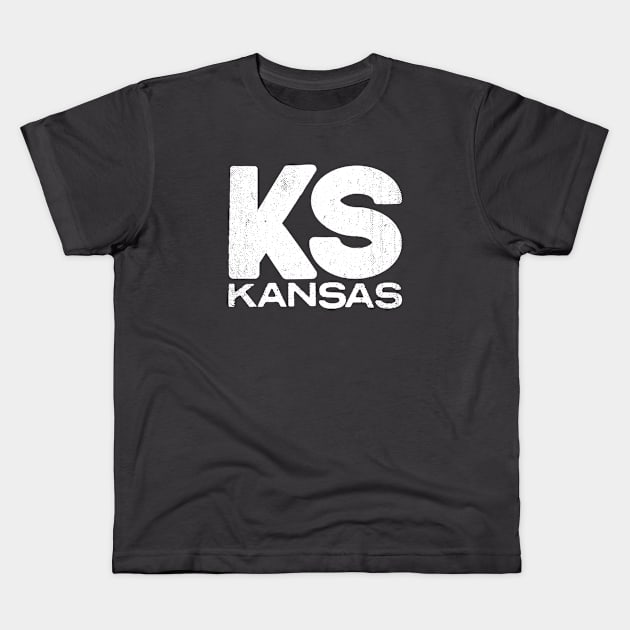 KS Kansas State Vintage Typography Kids T-Shirt by Commykaze